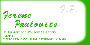 ferenc paulovits business card